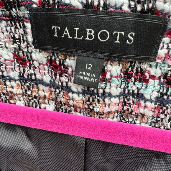 Talbots Adele Tweed lady jacket Blazer Collarless EUC Size 12 - Picture 11 of 12